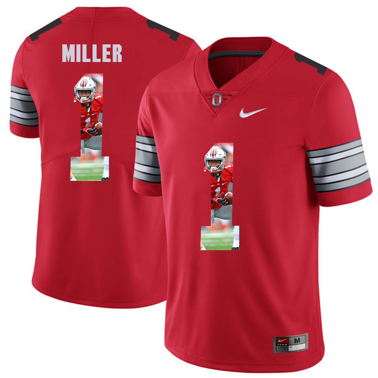 Men Ohio State #1 Miller Red Fashion Edition Customized NCAA Jerseys->customized ncaa jersey->Custom Jersey